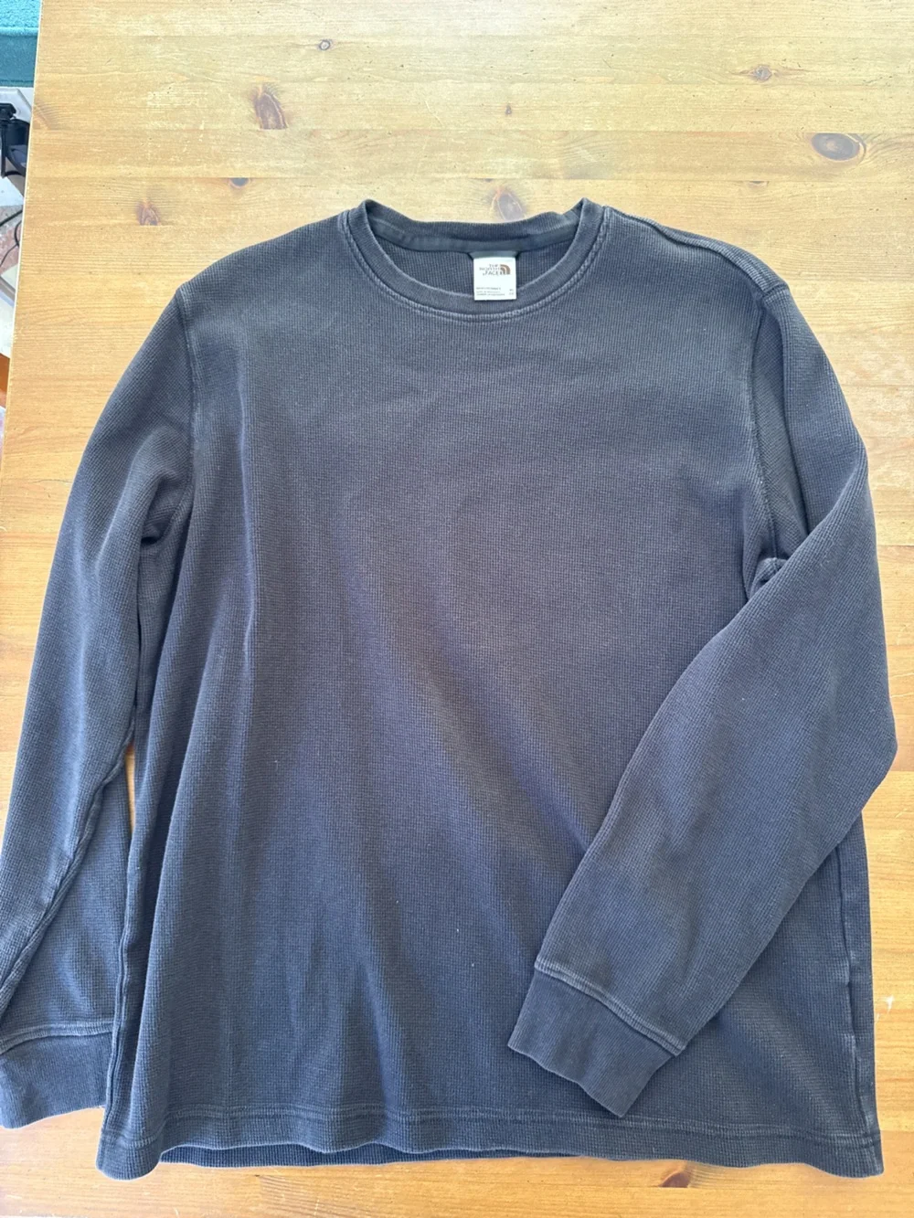 The North Face XL Men's Long Sleeve Crewneck Waffle Heavyweight Shirt - Black